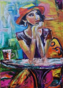 Acrylbild auf Leinwand im Cafe